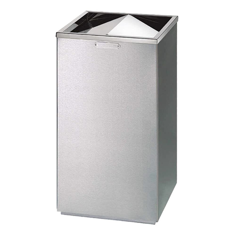 Stainless Steel Trash Can with Flipping Lid Floor-Standing Garbage Cans with Ashtray Commercial Waste Receptacles Liners for Litter Free Home Schools Hospitals and Businesses