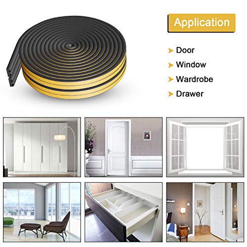 Image of Door Weather Stripping, Keliiyo Window Seal Strip for Doors and Windows (Black)