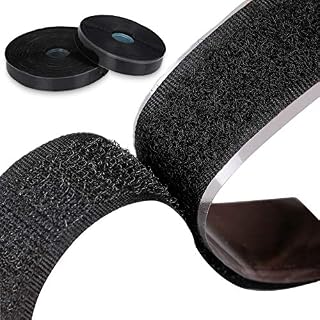 Adhesive Hook and Loop Tape,5M Double-Sided Sticky Tape,Black Hook and Loop Fasteners,Strong Heavy Duty Stick On Tap for Walls,Floor,Door,Plastics,Glasses,Metals,Couch Cushions