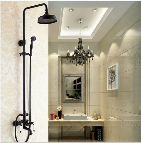 Ensemble douche et bain Gowe mitigeur laiton antique avec douchette