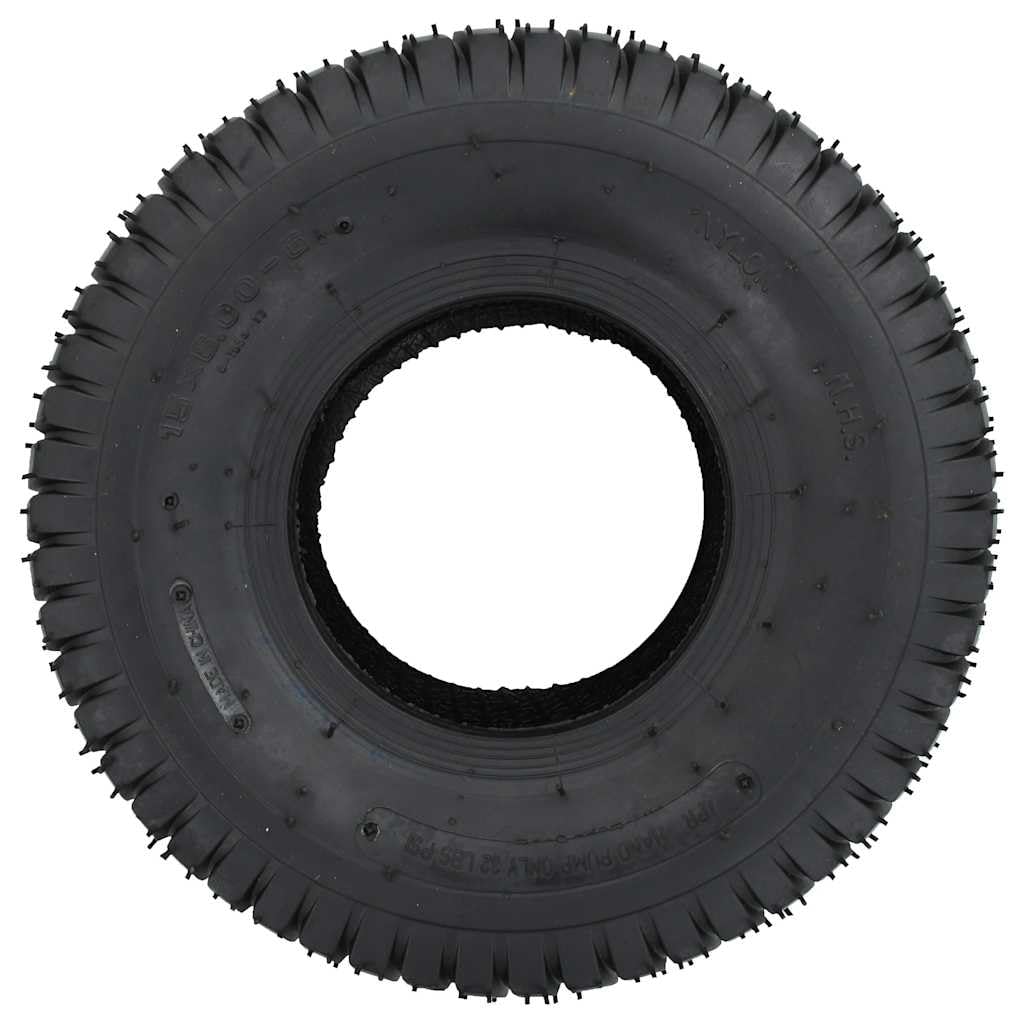 Opony do taczki, 2 sztuki, 15 x 6,00-6, 4PR, gumowe odporne na przebicie, do dużych obciążeń, transportu, ogrodu, budowy, antypoślizgowe, stabilne felgi, łatwe w montażu, trwałe, odpowiednie