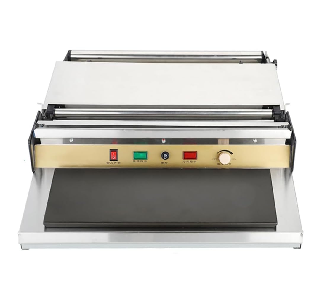 Confezionatrice manuale da 45 cm (18 pollici) con taglierina ad alta temperatura, in acciaio inossidabile, ideale per alimenti come carne, verdura e frutta.