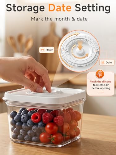 Image of FEPPO Vacuum Sealers Containers for Food Storage, 3 Pcs Set [1* Small, 1* Medium, 1* Large] Works with Handheld Compact Vacuum Sealer Machine for Fridge, Freezer & Pantry, BPA-Free, Date Tracking Lid