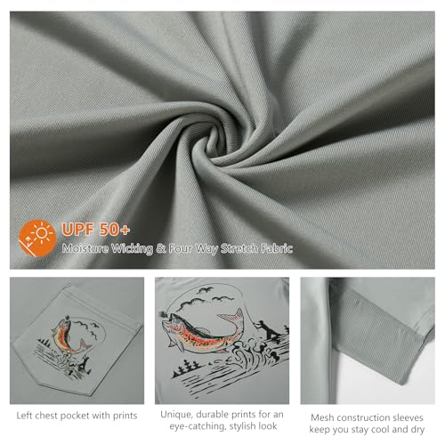 BASSDASH Men’s UPF 50+ Fishing Graphic T-Shirts Pocket Short Sleeve Shirt Quick Dry UV Sun Protection Casual Outdoor FS46M3