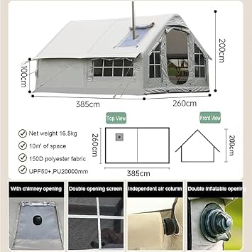 Inflatable Camping Tent with Pump & Stove Jack - Quick Setup for Outdoor Adventures and Glamping