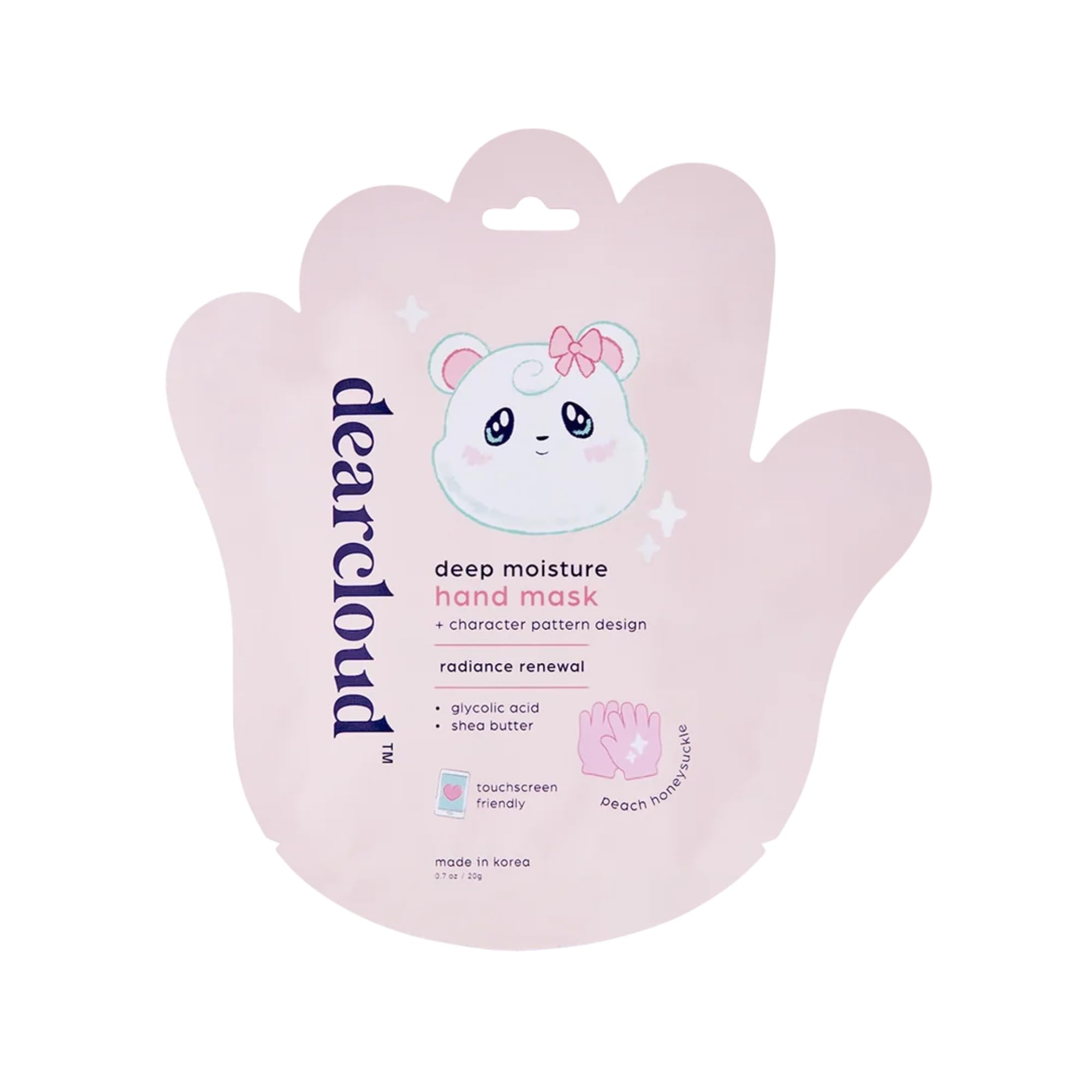 dearcloud Deep Moisture Hand Mask Gloves – Korean Moisturizer for Dry, Cracked Hands - Peach Honeysuckle (1 Pair / 2 Gloves)