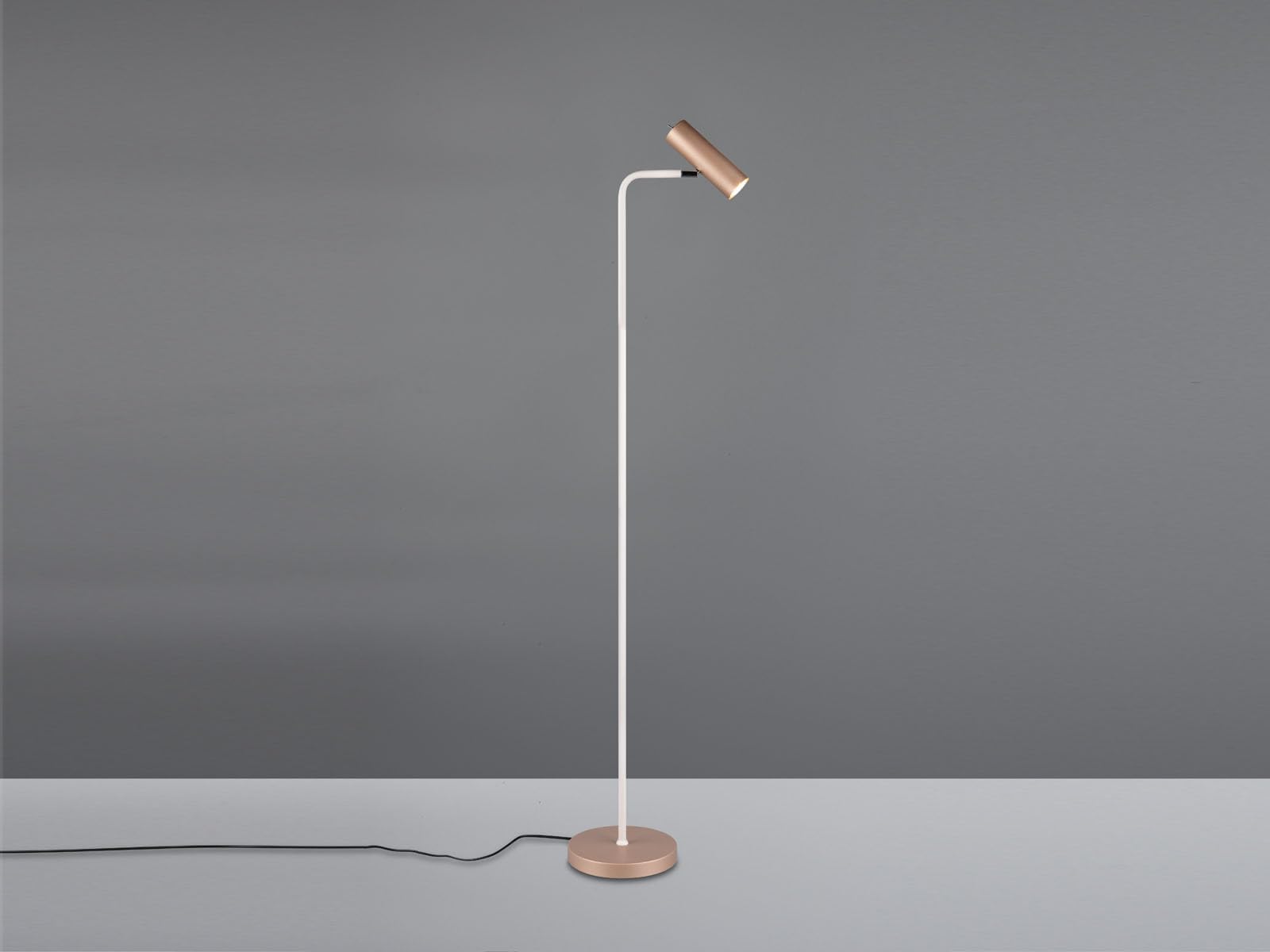 Lampa do czytania metalowa kawa/biała, spot wychylny, wysokość 151 cm