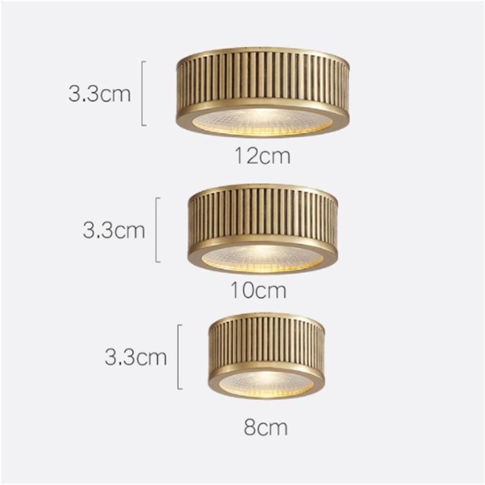 Vintage Massivmessing LED Deckenstrahler Flur Garderobe Einbauleuchte | Retro Kleine Deckenleuchte Aufbau Montage 4000K Natürliches Licht(7W,D12CM)