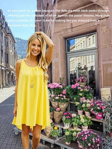 Image of Women's Chiffon Summer Casual Sundress Spaghetti Strap Tank Beach Dresses Bathing Suit Coverup