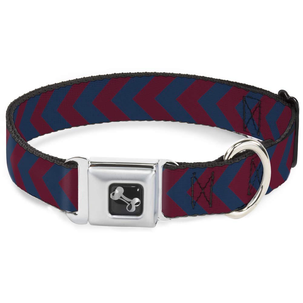 Collier de chien réglable 15-66 cm Buckle Down chevron2 rouge bleu marine large