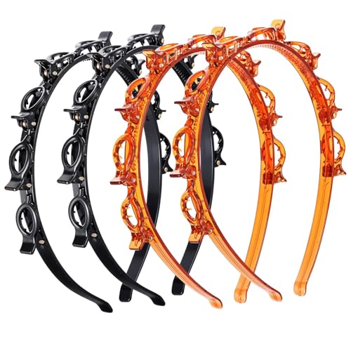 Hpmjz 4 Pcs Headband with Clips Bangs Hairstyle Hairpin Headband Professional Weave Bangs Hairstyle Halloween Hairpin Clip Headbands Fashion Bang Clip Toothed Headbands Braid Tool for Women Christmas