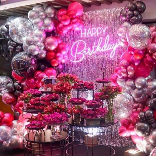 Image of PartyWoo Pearl Hot Pink Balloons 140pcs Different Sizes of 18 12 10 5 Inch Magenta Fuchsia Dark Pink Balloon Arch Kit Garland for Bridal Baby Shower Princess Birthday 1950s Party Decorations Pink-Z38