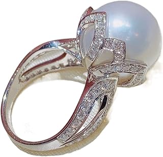925 Sterling Silver Shining Pearl Cubic Zirconia Rings Diamond Rings for Women Jewelry Findings Earring Backs Findings (US Code 7)