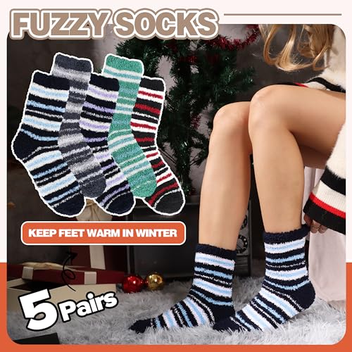 Image of Fuzzy Socks Fluffy Thick Warm Winter Soft Cozy Plush Sleep Home Fleece Cabin Soft House Socks for Women Men