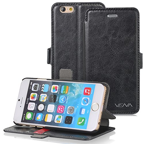 VENA iPhone 6 Plus Wallet Case [vFolio] Slim Fit Faux Leather Vintage Flip Stand Wallet Case with Card Slots for iPhone 6 Plus (5.5