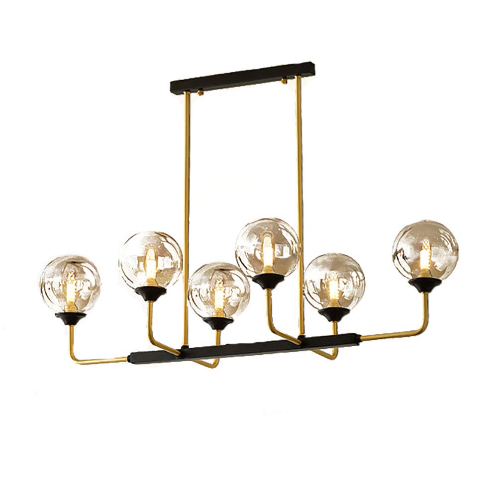 Ultimetile Modern Globe Pendant Lighting Mid Century Golden with Transparent Glass Globe Lampshade Sputnik Chandelier Light Fixture for Hallway Bedroom 6 Lights