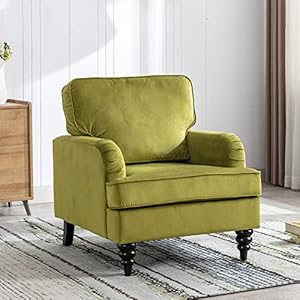 Midcentury modern accent chair velvet arm chairs comfy reading chair single sofa couch for bedroomliving roomsalon olive green  urban country home decor
