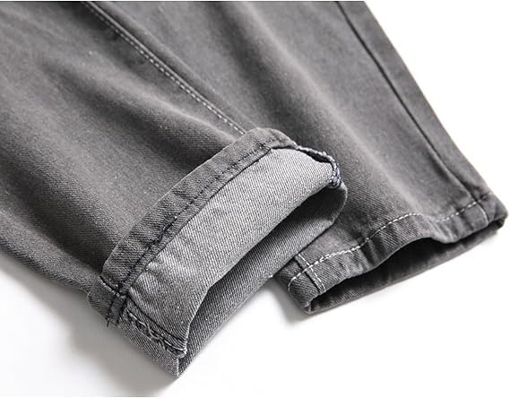 Men's Fashion Ripped Jeans Casual Slim Fit Stretch Biker Jeans Vintage Distressed Straight Leg Skinny Denim Pants4