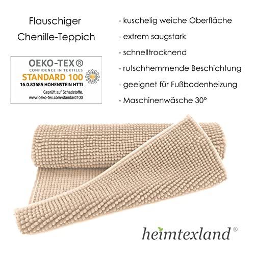 heimtexland ® Badvorleger Chenille Super Flauschig Saugstark Badteppich Badematte Ökotex Typ771 Beige Set 45x50 / 50x80… – Bild 3