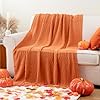 BATTILO HOME Burnt Orange Throw Blanket for Couch, Decorative Fall Throw Blanket with Tassels Halloween Throw Fall Decor, 50"x60" #1