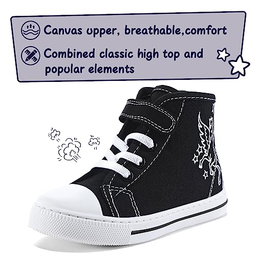Image of K KomForme Toddler High Top Sneakers Canvas Shoes with Hook and Loops | Lightweight, Breathable
