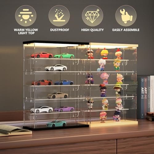 Vitrine en acrylique à 3 niveaux avec LED pour figurines Pop Mart