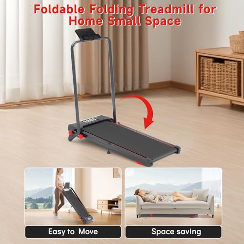Image of Walking Pad Treadmill with Incline and Handle Bar, 7.5MPH Under Desk Foldable Treadmill for Home Office with Remote Control