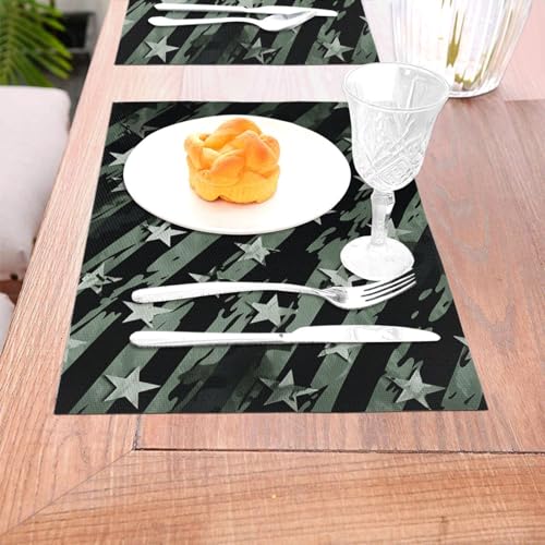 Set de table en PVC lot de 6 lavables 30x45cm vert et noir pour salle à manger