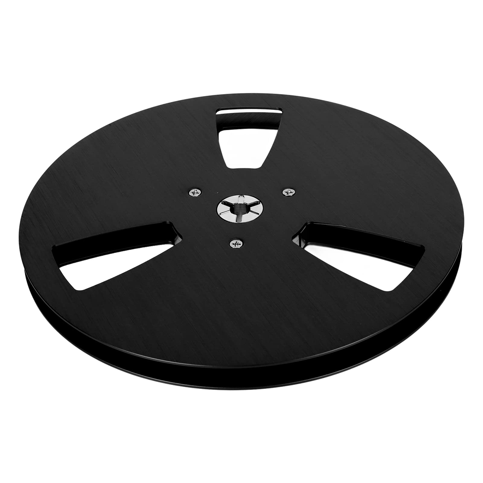 Bobina di nastro vuota da 1/4", bobina aperta in lega di alluminio da 17,8 cm, bobina per registrazione audio, apertura a 3 fori, piastra vuota per (nero)
