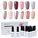 Produktbild Elite99 Nagellacke UV Kit 10ML, Nagellack UV Gel Nägel Set, UV LED Soak Off Gellacke, 12 Stück Lacke Set - Nudefarbe Serie und Glitzer Gel