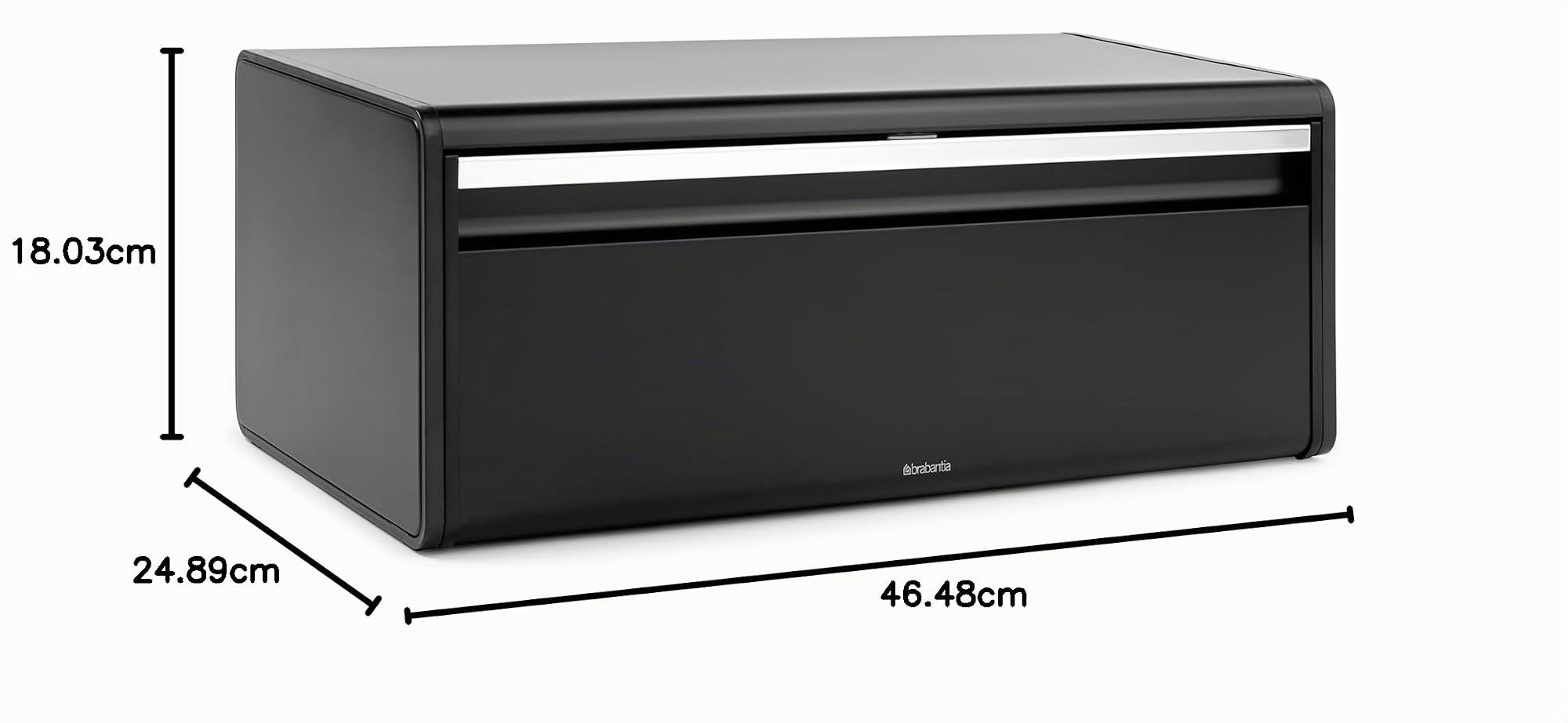 Brabantia Fall Front Boîte à Pain - Grande Boîte de Rangement pour le Pain, les Bagels, les Petits Pains - Design peu Encombrant avec Dessus Plat