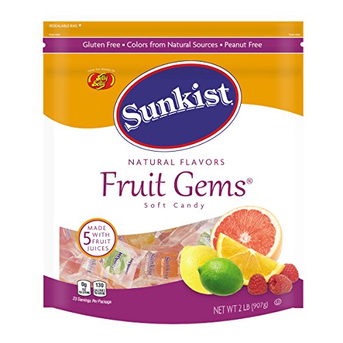 Jelly Belly Sunkist® Fruit Gems (Individually Wrapped) - 2 Pound Resealable Pouch Bag - Genuine, Official, Straight from the Source