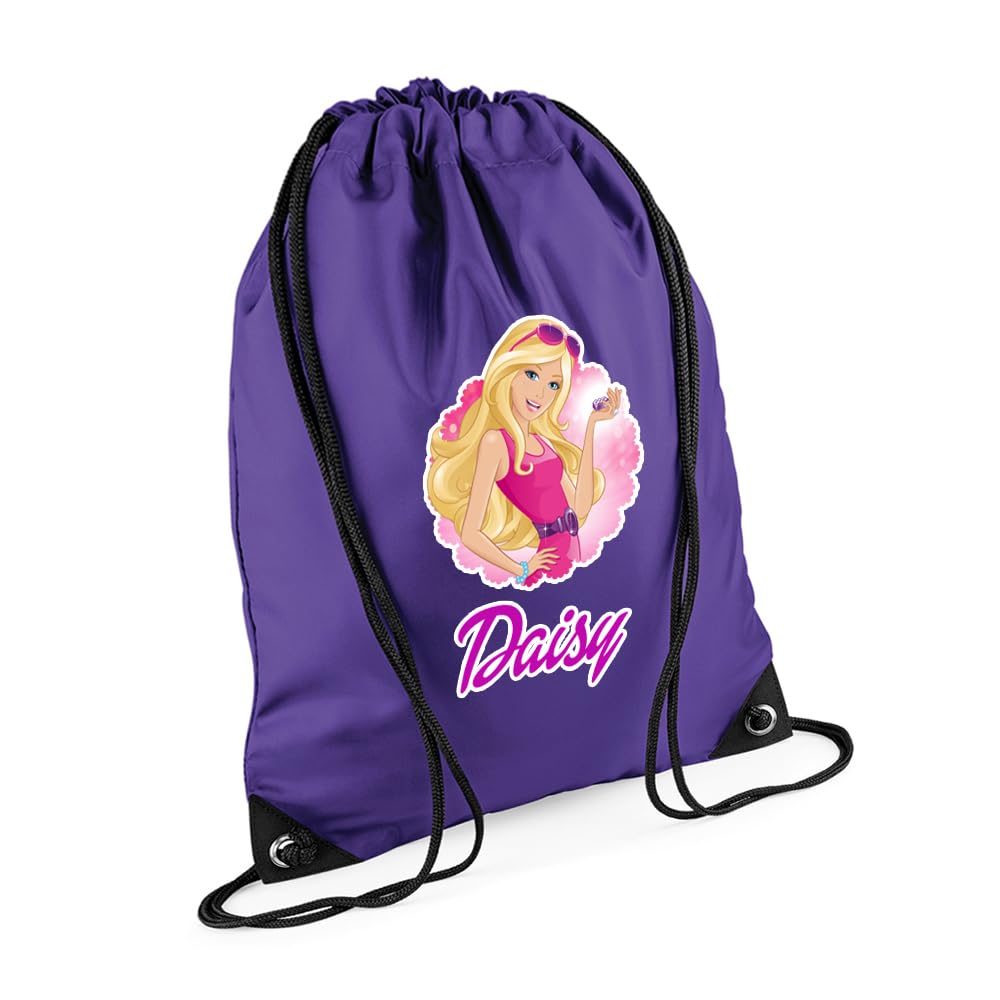 Doll Bag Gift For Girl, Personalised Backpack, Back To School Gift, Bagpack, Drawstring Bag, PE Gym Kit, Swimming, Sport Rucksack. (Purple)