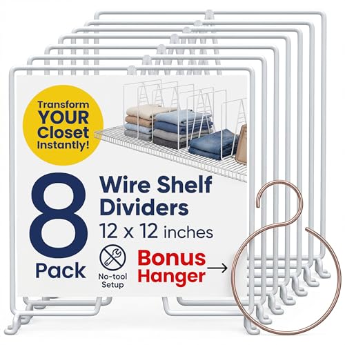 Neatly Made White Wire Shelf Dividers for Closet...