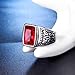 SINLEO Men's Stainless Steel Vintage Cubic Zirconia Signet Ring Black Red Green Emerald Color Square Stone Ring, Red Size 7