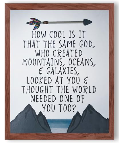 Inspirational Christian Wall Art – 8x10 Unframed Print – Faith Quote Artwork with Mountains and Arrow Design – Motivational Religious Décor for Bedroom, Living Room, Office, or Gift Giving