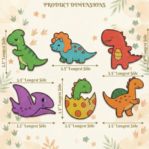 Image of ImagiVibe Paint Your Own Dino Fridge Magnets Kit for Kids | 6 MDF Dinosaur Cutouts DIY Painting Activity with Colours & Brush | Creative Screen-Free Art & Craft Kit | Made in India (Dinosaurs)