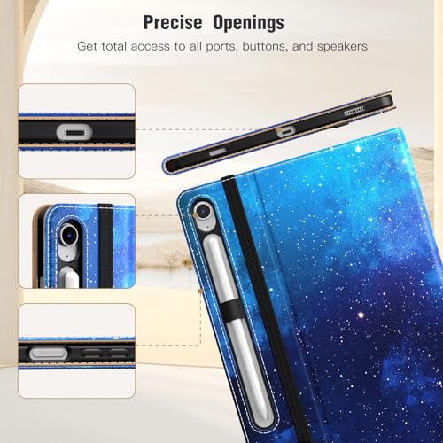 Image of MoKo Case for Samsug Galaxy Tab S10 Lite / S10 FE / S9 FE / S9 10.9 /11 Inch | Built-in S Pen Holder Case for Samsung Tablet (2025 /2023), PU Leather, Hand Strap & Front Pocket, Blue Starry Sky