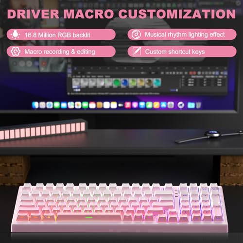 CC MALL X98 Wireless Mechanical Keyboard,Tri-Mode BT5.0/2.4GHz/USB-C Hot Swappable Custom Keyboard,Linear Switches,RGB Backlit Computer Gaming Keyboards for PC/Tablet - image 5