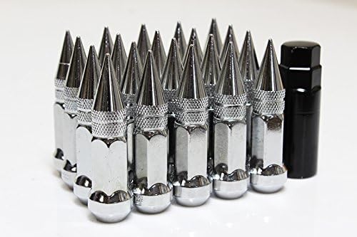 Z Racing 80mm Steel Spike Lug Nuts 20 Pieces with Socket Key - 12x1.5mm - Polish