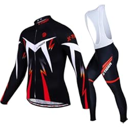 Ropa de Ciclismo de Invierno para Hombre con Pantalón Acolchado de Gel 5D Y Culotte con Tirantes + Conjunto de Camiseta de Ciclismo