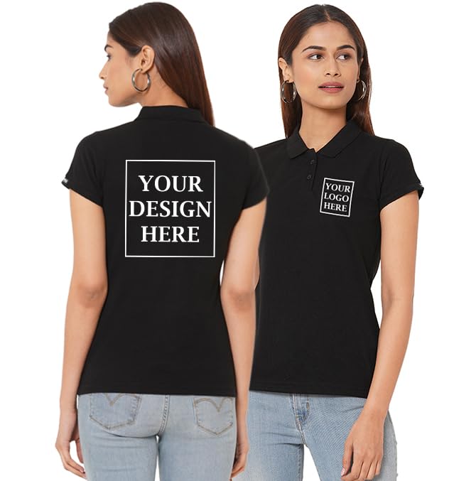 Wear Your OpinionWomen's Personalized Custom Tipping Polo T-Shirt with Logo and Back Print - Ideal for Gifting & Office Staff - Your Design, Your Name, Your Message