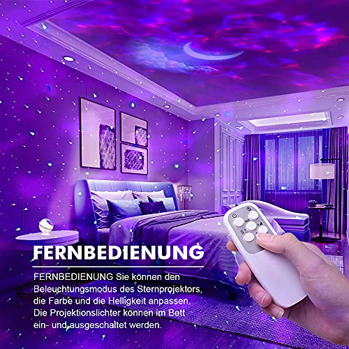 Gemmac Veilleuse Projecteur, 3-en-1 Projecteur Ciel Etoile Lumière LED Avec Télécommande Projecteur Galaxie Activé Son Veilleuse Etoile Projection Lampe Galaxie ​pour Chambre à Coucher, Cadeau, Fête