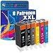 Produktbild Tito-Express PlatinumSerie 6 Patronen als Ersatz für Canon PGI-550XL CLI-551XL mit Gray | Kompatibel mit Pixma IP-8720 IP-8750 MG-6350 MG-7120 MG-7150 MG-7550 | Black 25ml, Color je 12ml