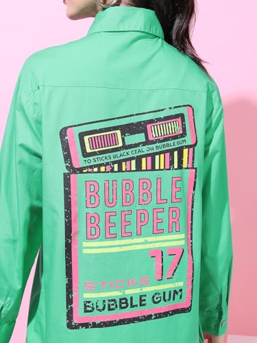 Image of Tokyo Talkies Women's Oversized Shirts | Printed | Long Sleeves | Spread Collar