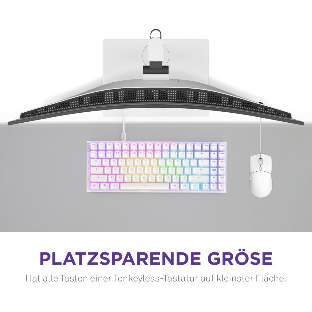 NZXT Function 2 MiniTKL - 2024 Optische Tenkeyless Gamingtastatur | RGB beleuchtet | 8K-Abfragerate | Lineare Opt. Switches | Einstellbare Auslösung | Hot-Swap | Gaming Keyboard | Weiß DE (QWERTZ)