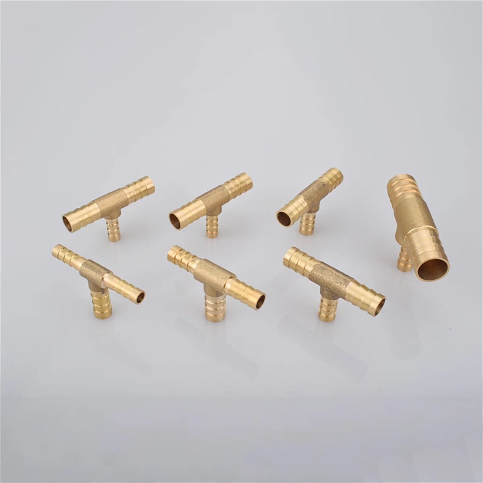 Raccord cannelé en T à réduction égale for tuyau de 4, 5, 6, 8, 10, 12, 14, 16, 19 mm, 3 voies, en laiton, connecteur et séparateur(19-16-19mm,5 pcs)
