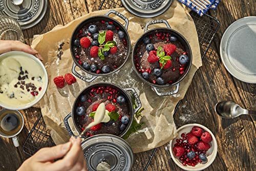 Image of Staub Cast Iron 0.5-qt Round Cocotte - Graphite Grey, Made in France