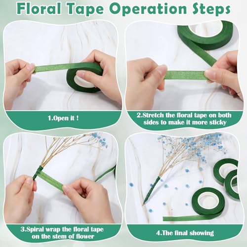 image for PAXCOO Floral Tape and Floral Wire Arrangement Tool Kit with Green Flo