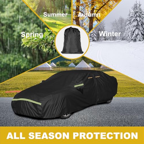 Image of INSAUTO Heavy Duty Waterproof All-Weather Car Cover for Tesla Model 3 2017-2026, Outdoor Full Car Cover with Door Zipper, Protects from Sun, Rain, Snow, Dust & UV (Black)